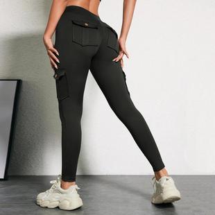 2025 Cross-border Super Fire Overalls with Wind Belt Button Can Wear High Waist High Elastic Belly Tight Sports Fitness Leggings