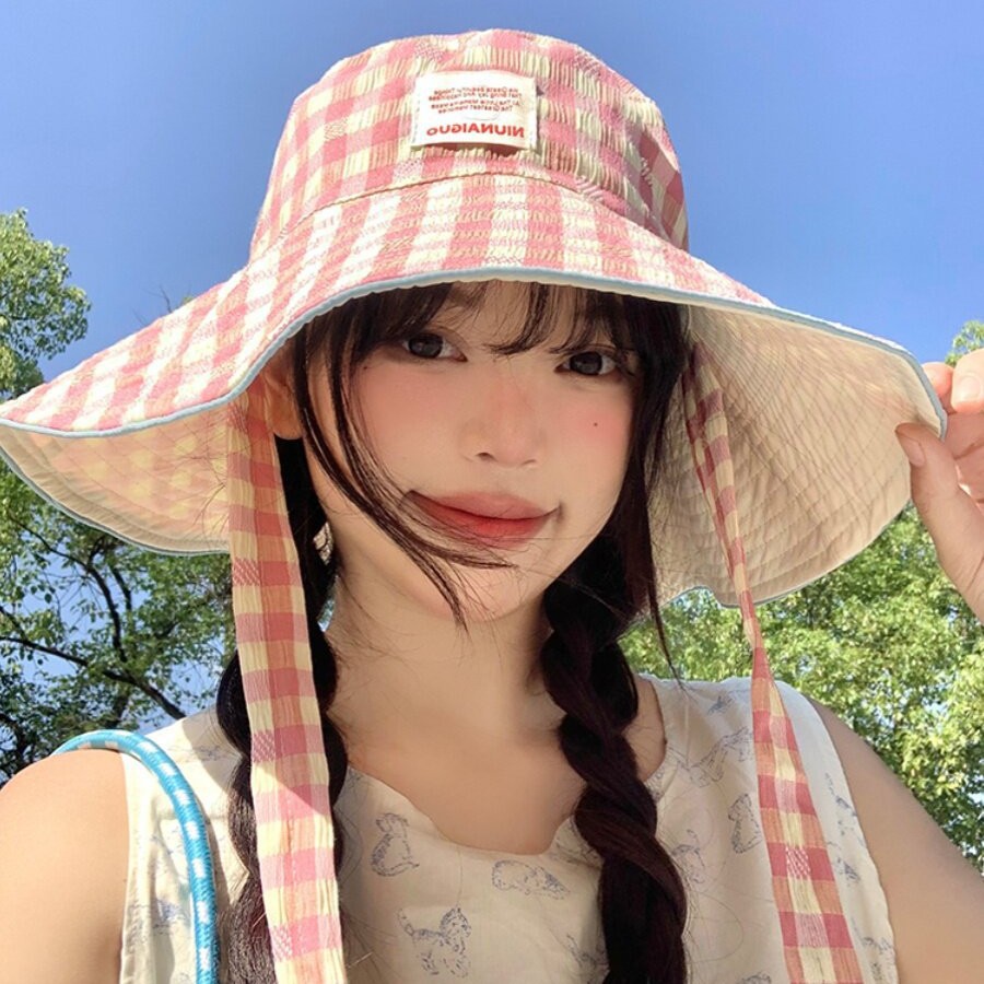 Spring and Summer New Style Double-Sided Sunshade Fisherman's Hat for Women, Versatile Large Brim Outdoor Uv Protection Sun Hat