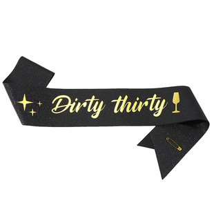 Cross-border hot-selling stretch cloth golden onion ribbon etiquette belt black gilded shoulder belt birthday belt party decoration