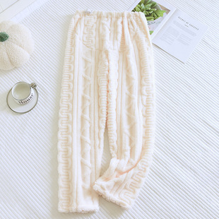 Autumn and Winter Pregnant Women's Pajama Pants Flannel plus size fleece-lined Pants Thickened Coral Fleece Pants Adjustable Home Pants