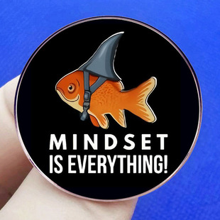 Mentality is very important brooch optimistic positive cartoon goldfish carp pin metal alloy badge accessories