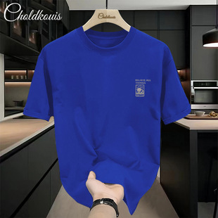 Heavy Cotton Short-sleeved T-shirt Men's Summer Instagram Popular Brand Loose All-match Simple Printed Comfortable Casual Half-sleeved T-shirt