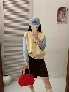 Korean Style Early Spring New Knitted Vest Vest Women's Solid Color Age-reducing All-match Stacked Loose Knitted Vest Jacket