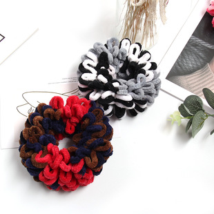 Bright color twist color matching Muslim wave small circle multi-color optional stitching ethnic holiday hair accessories simple hair tie