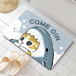 Cartoon cat floor mat bathroom soft diatom mud absorbent floor mat bathroom door non-slip stain-resistant carpet