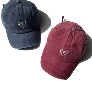 Xin Bang Korean Street INS Style Love Baseball Cap Student Couple Caps Short-brimmed Sunshade Hat