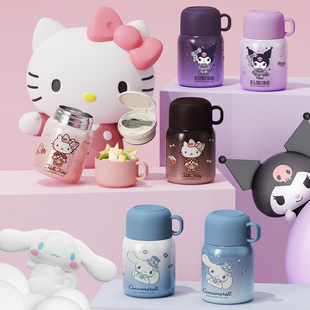 Sanrio подлинный стакан из нержавеющей стали 316 с ложкой Мультфильм портативный пищевой 500ml изоляционный обеденный ящик