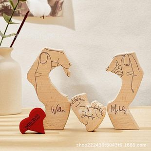 Amazon Wooden Baby Foot Craft Carving Family Member Name Puzzle Home Ornaments Mother's Day Gift