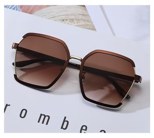Transparent Blue Polygonal Metal Driving Polarized Sunglasses Men's Sunglasses Korean Style Fashionable Seaside Travel Glasses for Women