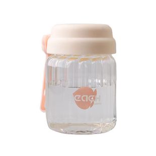 High Beauty Value Japanese Style Simple Vertical Stripe Glass Cup with Lid and Handlet Household Milk Breakfast Cup Heat Resistant Coffee Cup