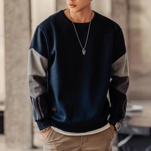 Cotton sweater men's autumn loose ins trendy 2023 new college style top men's spring and autumn coat men