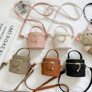 Korean style fashion girls' simple bucket bag fashion shoulder accessories bag children's bag casual girls' mini handbag