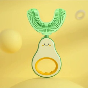 Авокадо ручная детская U-образная зубная щетка Baby Q Милая Защита зубов U-образная силиконовая мягкая защита зубов волос зубная щетка Оптовая Продажа с фабрики