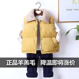 Baby fleece-lined vest autumn and winter children's cotton boys and girls vest thick lamb outerwear children's warm waistcoat wholesale
