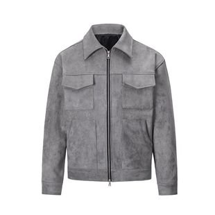 Spring and Autumn Men's New Style Simple Metal Zipper Lass Short Jacket Fashionable Casual Commuting Retro European and American Tooling