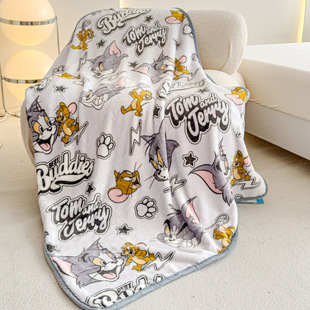 Tom and Jerry Nap Blanket Cartoon Printed Flannel Blanket Cute Shawl Sofa Blanket Autumn and Winter Leg Cover Air Conditioner