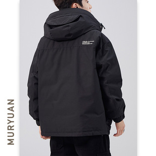 Mu Yuan Men's Fashion Brand Work Dress Down Jacket Men's Japanese Style Multi-Pocket Design Cold-proof Windproof Warm Hooded Jacket