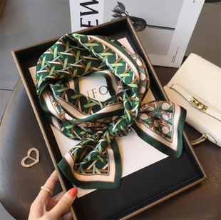 Spring and summer small silk scarf female Korean-style long versatile decorative warm silk floral scarf gift scarf manufacturers