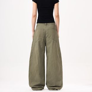 JIAMU American High Street Baggy Machete Pants Neutral Stitching Spring and Autumn New Loose Wide Leg Casual Pants for Men and Women