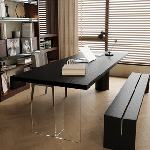 Strictly Selected Black Solid Wood Large Long Desk Household Acrylic Desk Long Computer Desk Living Room Large Board Worktable