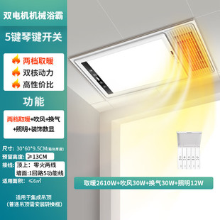 Wind-Heated Bath Heater Dual-Motor Ultra-Thin Bathroom Heater Lighting Exhaust All-In-One Bathroom Set