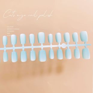 Solid color nail patch frosted mint green cat eye wearing nail white simple clean nail finished nail piece wholesale