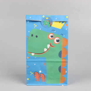 Colorful Dinosaur Colorful Pattern Portable Paper Bag Amazon Gift Packaging Kraft Paper Flat Mouth Disposable Packaging Bag