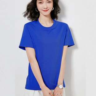 Cotton T-shirt crew neck short sleeve men's and women's bottoming 180g solid color loose basic jacket fashion inside