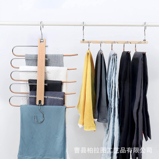 Factory wholesale beech wood hanger organizer space saving wardrobe multifunctional pants rack seamless storage