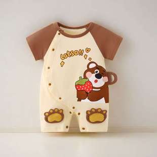 Summer Baby Clothes Baby Girl's Jumpsuit Short-sleeved Pure Cotton Newborns Half-sleeved Hats Thin Summer Clothes for Infants