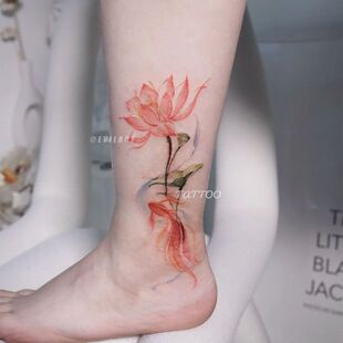 Guofeng Koi Color Tattoo Sticker Washable Fresh Beautiful Good Luck Lotus Foot Bare Arm Sexy Hot Girl Sticker