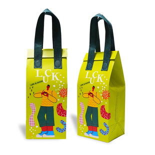 Non-woven milk tea insulation bag green single cup insulation takeaway insulation bag non-woven packing bag beverage handbag
