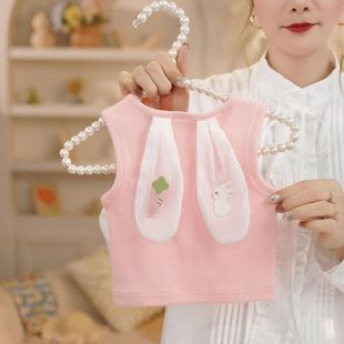 Girls' Summer suit 2025 New Arrival Girls' Summer Western Style Internet Celebrated Rabbit Ear Vest Strap Shorts Two-Piece Set