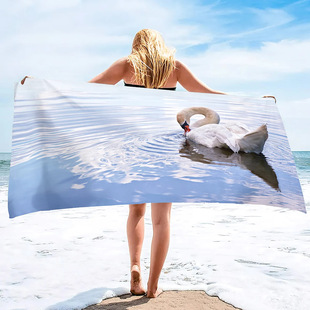 Beautiful Lake Couple Swan Beach Towel Sports Towel Microfiber Quick-drying Swimming Blanket Yoga Fitness Bath Towel