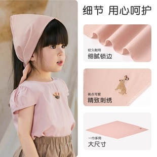 Nido bear 2024 baby hat sunshade headscarf girls' hair accessories triangle scarf children's hat cotton linen hair band spring and summer