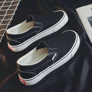 2025 Spring/Summer New Korean Style Women's Solid Color Forest Green Canvas Shoes Slip-On Loafers Ruian Vulcanized Skate Shoes