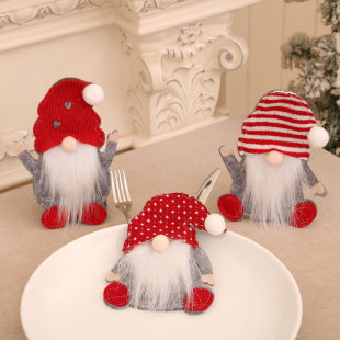 Cross-border New Dwarf Knife and Fork Set Face-less Old Man Knife and Fork Bag Rudolph Tableware Set Christmas Decoration Supplies