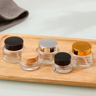 Cream bottle glass transparent sealed eye cream bottle with lid wholesale multi-specification facial cream bottle cosmetic sub-bottle