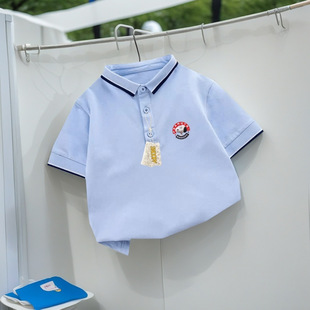 Snoopy Children's Short-sleeved Summer Baby Children's Leisure Boy's Polo Shirt T-shirt Kindergarten School Uniform