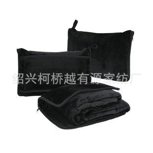 Travel Blanket Flannel 2-in -1 Foldable Blanket Airplane Bag Multi-function Cushion Blanket Embroidered