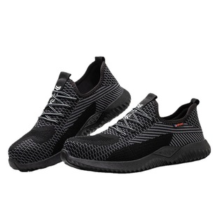 Cross-border wholesale fly-woven labor protection shoes anti-smash anti-puncture steel toe-wrap wear-resistant lightweight breathable deodorant work safety shoes