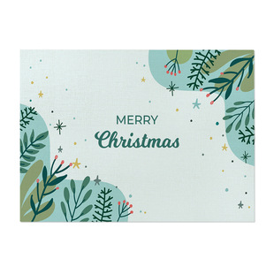 2024 Christmas Decorative Placemat Green Plant Printing Series Cotton and Linen Waterproof Rectangular Western Food Mat Restaurant Heat Insulation Mat