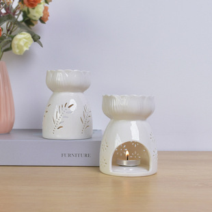 Ceramic Medium Aromatherapy Furnace Hollow Aromatherapy Essential Oil Creative Home Handmade Craft Decorations Aromatherapy Lamp Candlestick