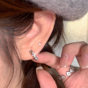 Doodle Couple's Unique Earrings Niche Design S925 Silver Needle Earrings Sleeping Free Zircon Earrings Earrings Women