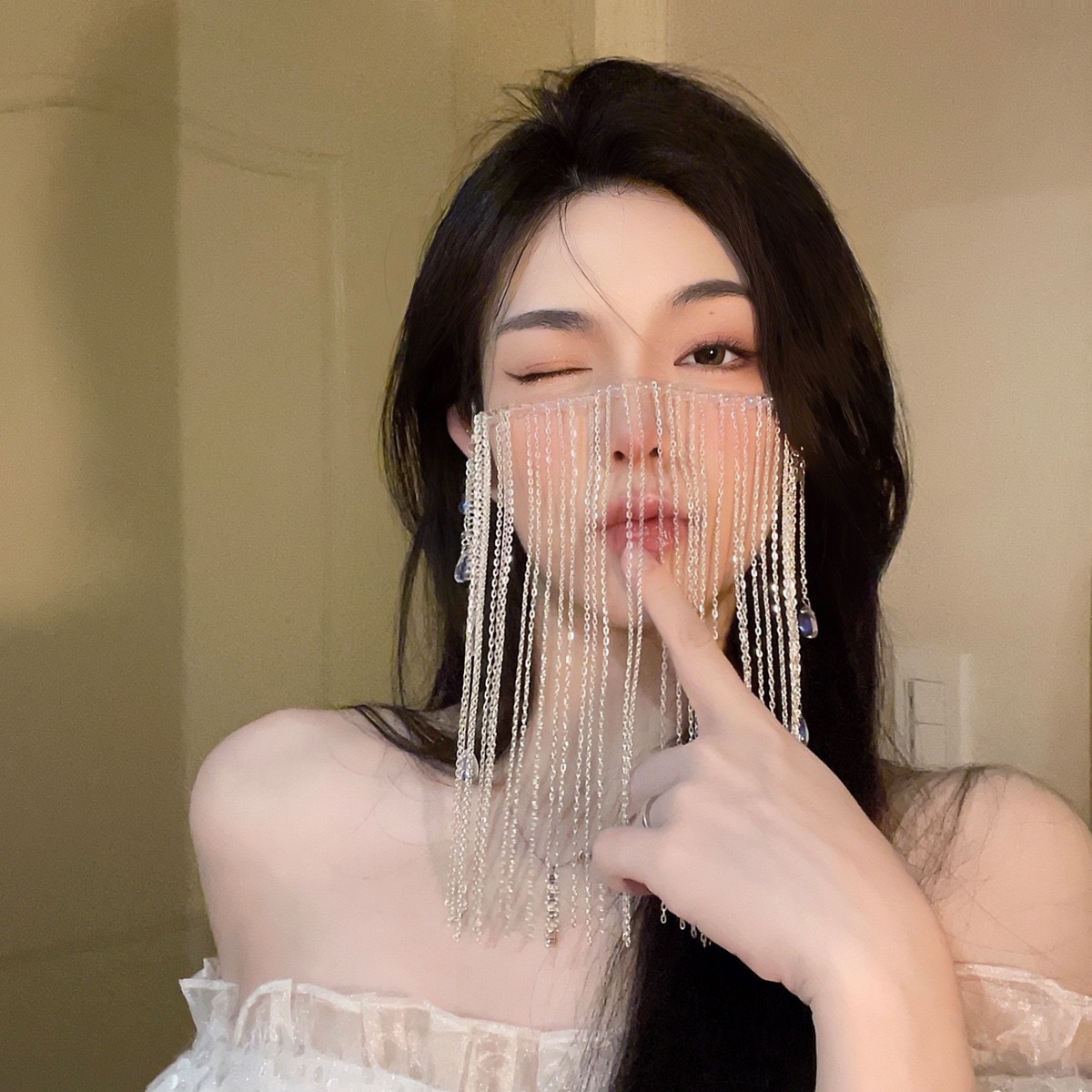 Retro Bride Han Dynasty Face Curtain, Ancient Style Face Covering Veil Accessories, Ancient Costume Photo Props, Masks, Ancient Style High-End