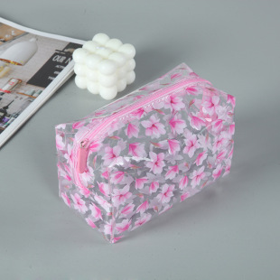 Manufacturer Wholesale Floral Transparent Rainproof Cosmetic Bag Toiletry Bag Bath Supplies Travel Travel Storage Bag