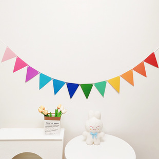 Triangle Flag Kindergarten Decoration Birthday Party Flower Children's Birthday Arrangement Flag Festival Opening Arrangement