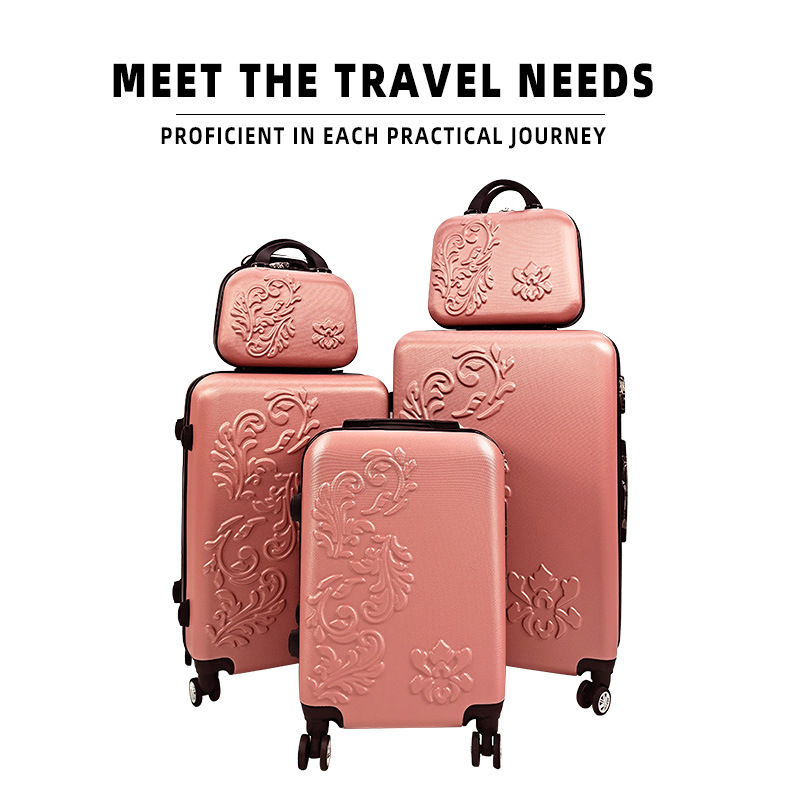 Factory Wholesale Yuehua Floral Embossed Suitcase Abs Waterproof Anti-Theft Password Lock Suitcase Silent Universal Wheel Trolley Case