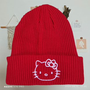 Cross-border All-match Pullover Hat Cat Warm Hat Cute Sanrio Embroidered Knitted Hat Yugui Dog Wool Hat Kulomi
