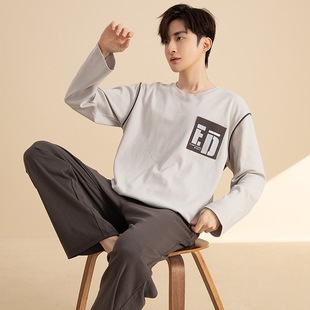Men's Pajamas Autumn and Winter Cotton Long Sleeve Students Teenagers 2025 New Loose plus size Home Clothes suit